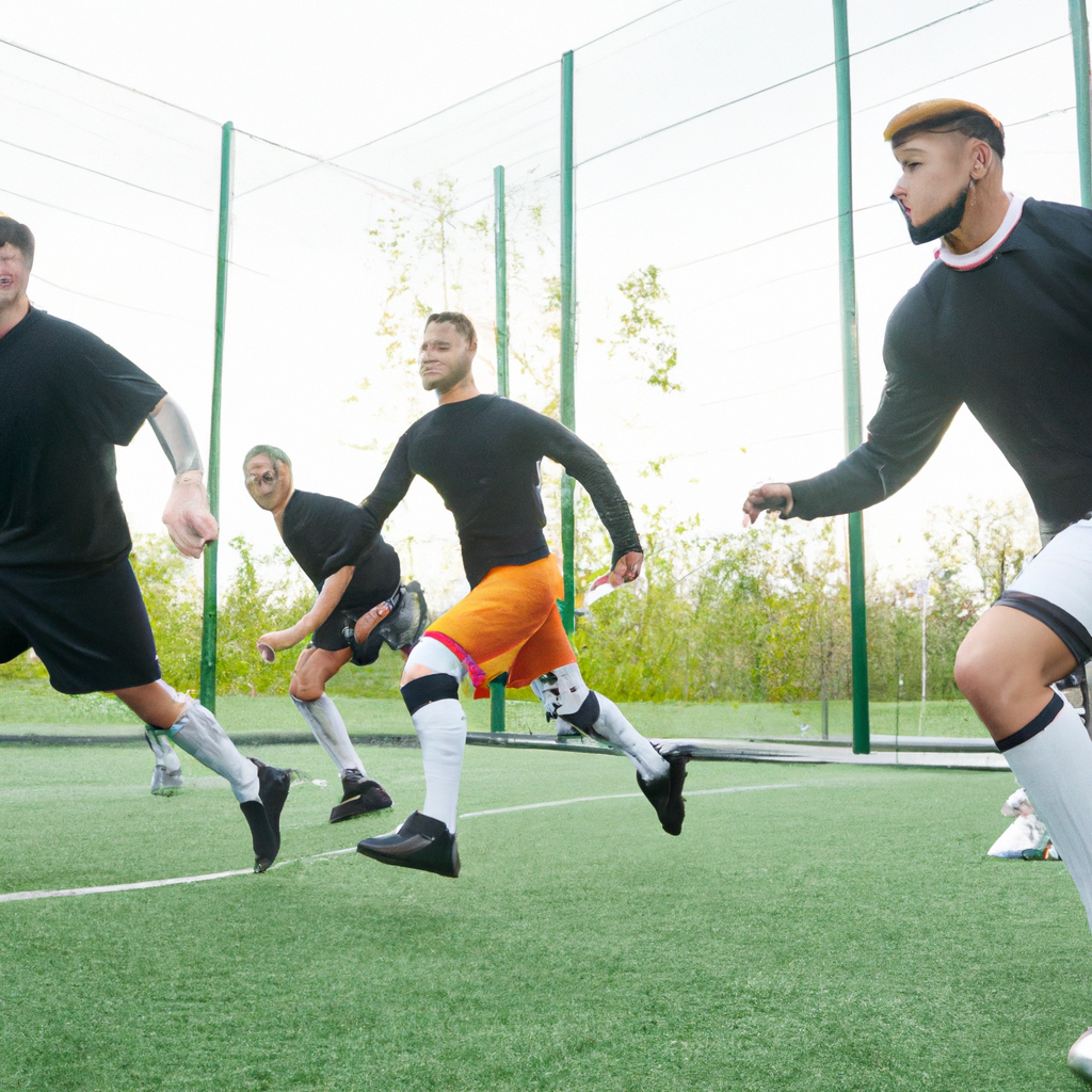 athletes training on a turf field